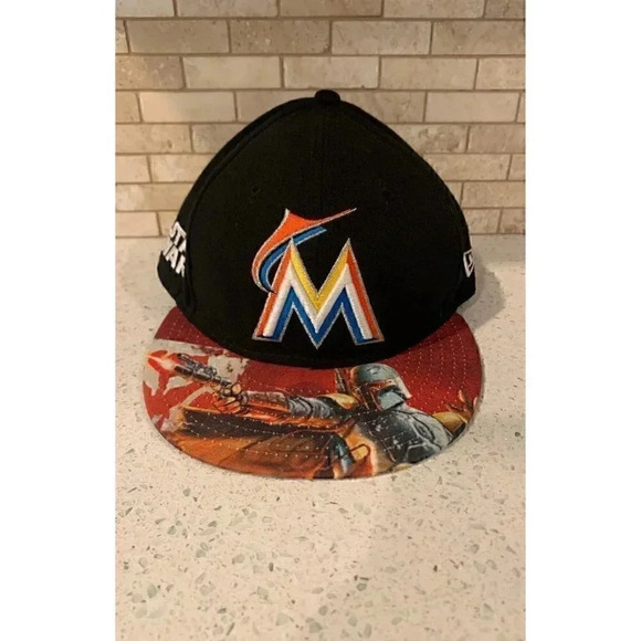 New Era 59Fifty Miami Marlins x STAR WARS Baseball Cap Hat Size 7 1/4 Boba Fett - Picture 1 of 7